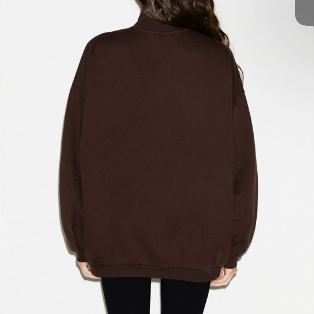 NWT Skims Oversized Quarter Zip Boyfriend Fleece Espresso Large - Picture 2 of 5